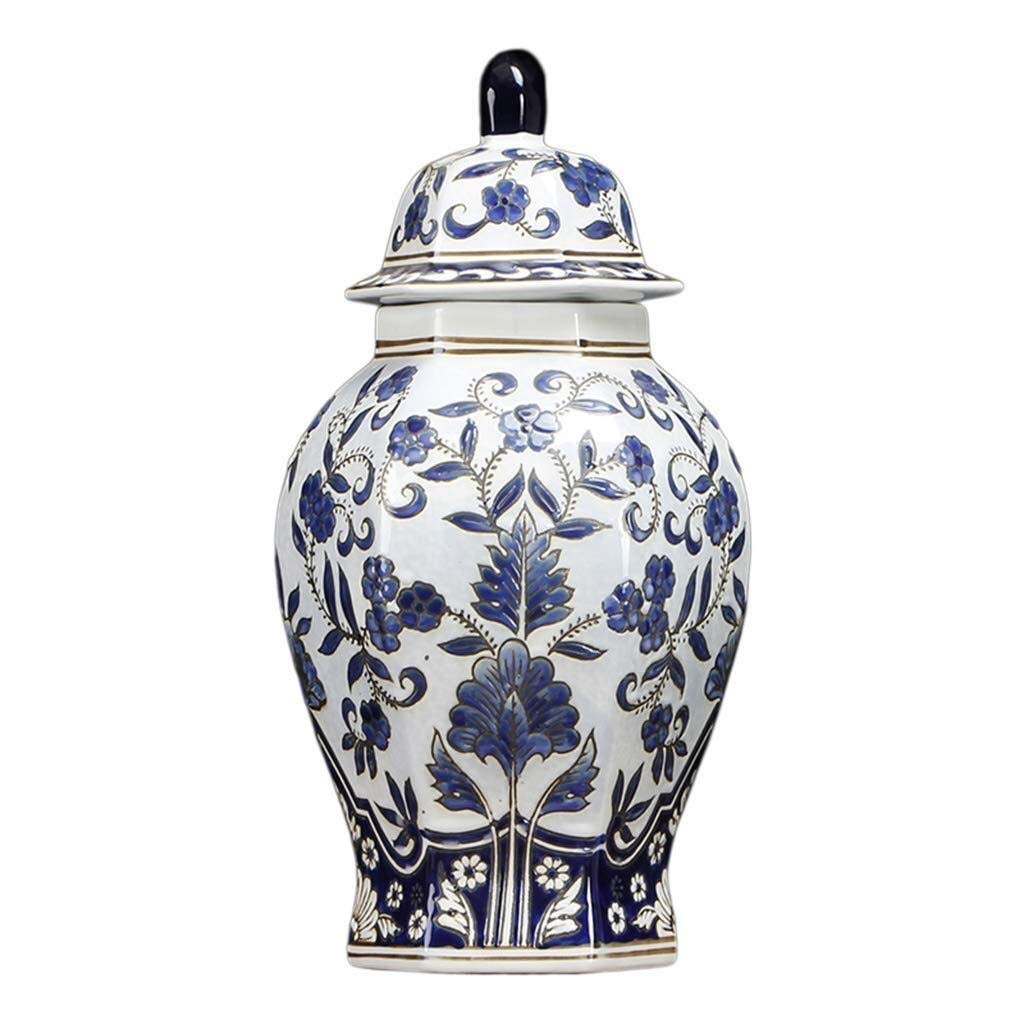 asdchZen Vases Blue And White Porcelain Vase Decoration,Storage Jar Candy Snack Box Jewelry Storage Box Crafts Ornaments