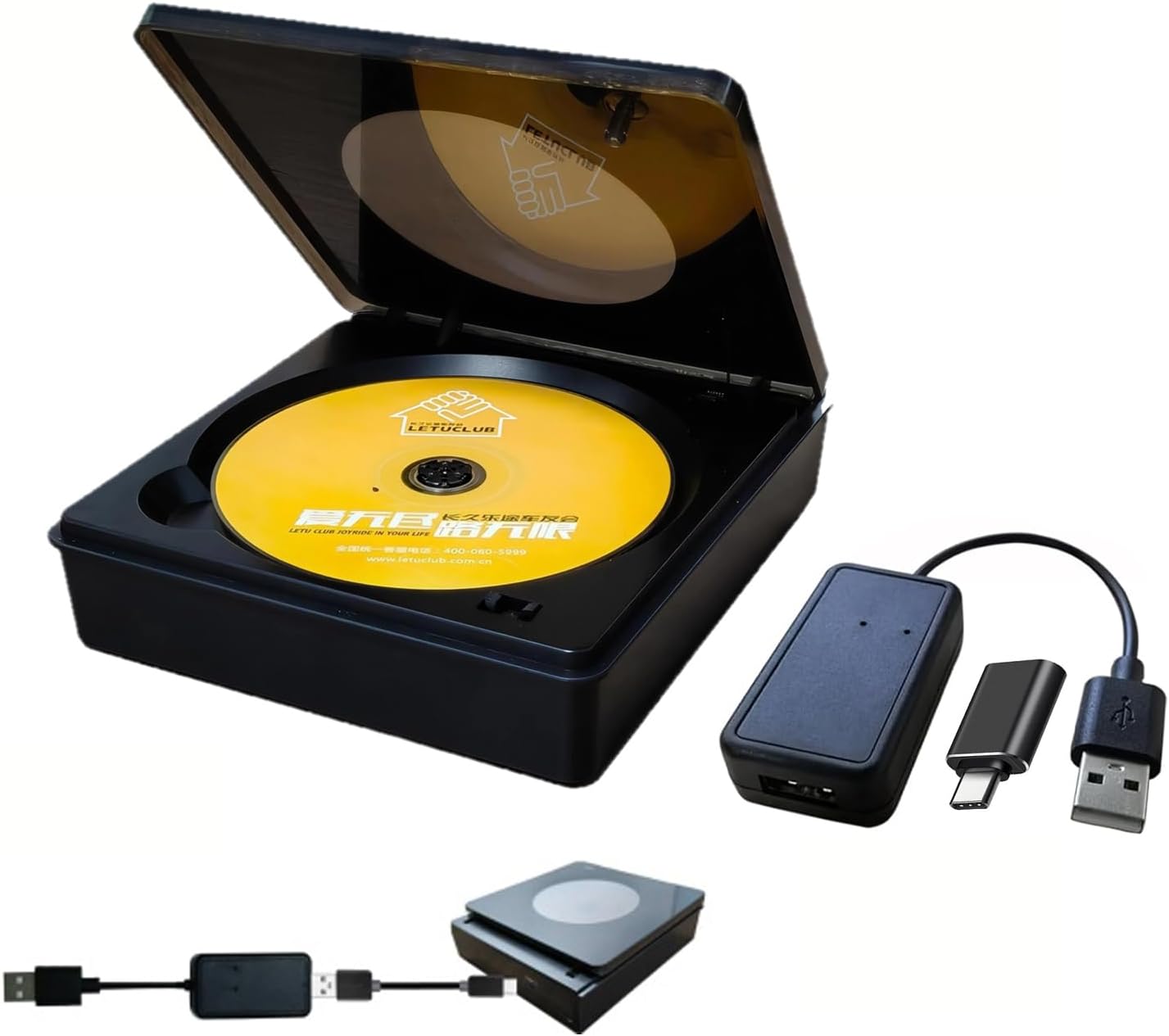 [Upgraded Version for More Cars] External Universal CD Player for Car,Portable CD Player for Car with Bluetooth Adapter Plug & Play for Cars USB Port Laptop Desktop TV Bluetooth Speaker