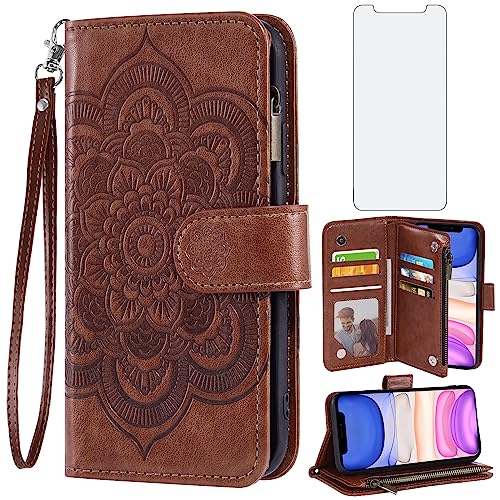 Étui pour iPhone 11 protection écran verre trempé et rabat cuir Asuwish