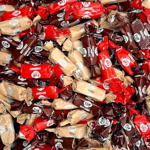 Taffy Candy, Assorted Caramels - Vanilla, Chocolate, Strawberry - 2 Lb Pack