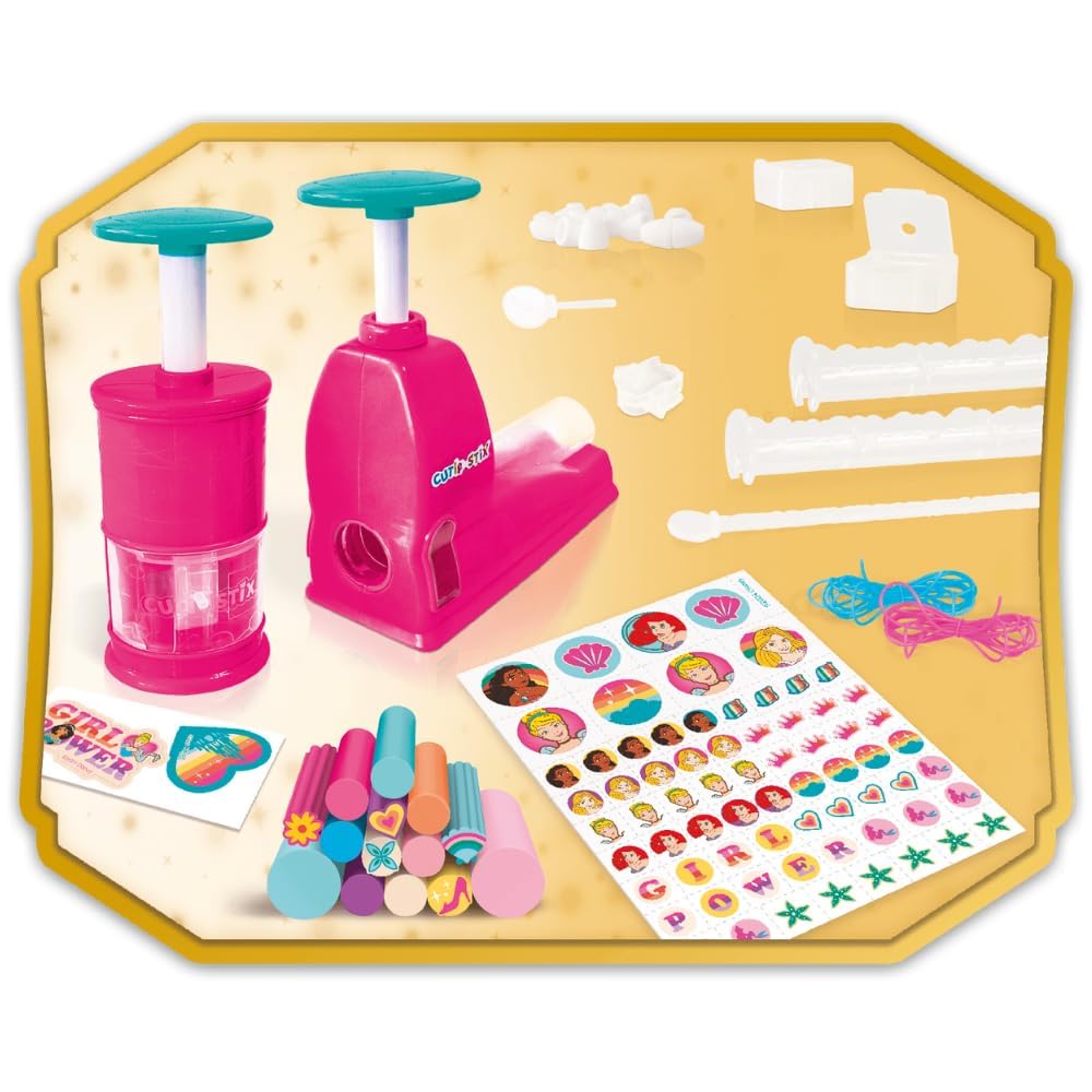 Lansay - CUTIE STIX - Set Disney Princess - Kit Création Bracelets - Crée des Perles avec des Bâtonnets Souples - Découpez et Personnalisez Vos Bijoux - Loisir créatif - Pour Enfants Dès 6 ans