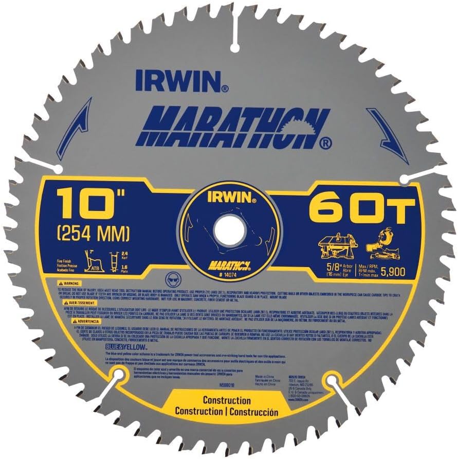 IRWIN Tools MARATHON Carbide Table/Miter Circular Saw Blade, 10-Inch, 40T (24070)