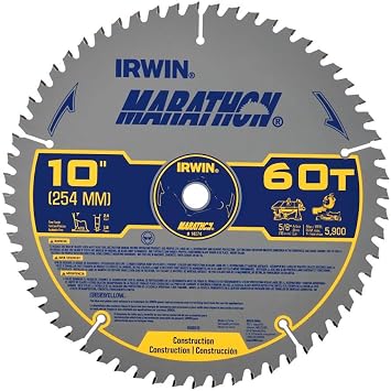 IRWIN Tools MARATHON Carbide Table/Miter Circular Blade, 10-Inch, 60T (14074)