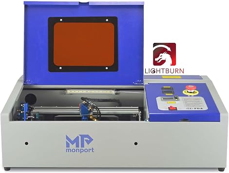 مونبورت 40 W 2.0 ليزر حفارة 8 "X 12"، Lightburn متوافق CO2 ليزر حفارة & كتر مع رئيس ليزر قابل للتعديل، مساعدة الهواء، الأحمر نقطة التوجيه، 3 شاشة LED عرض ونظام تبريد المياه