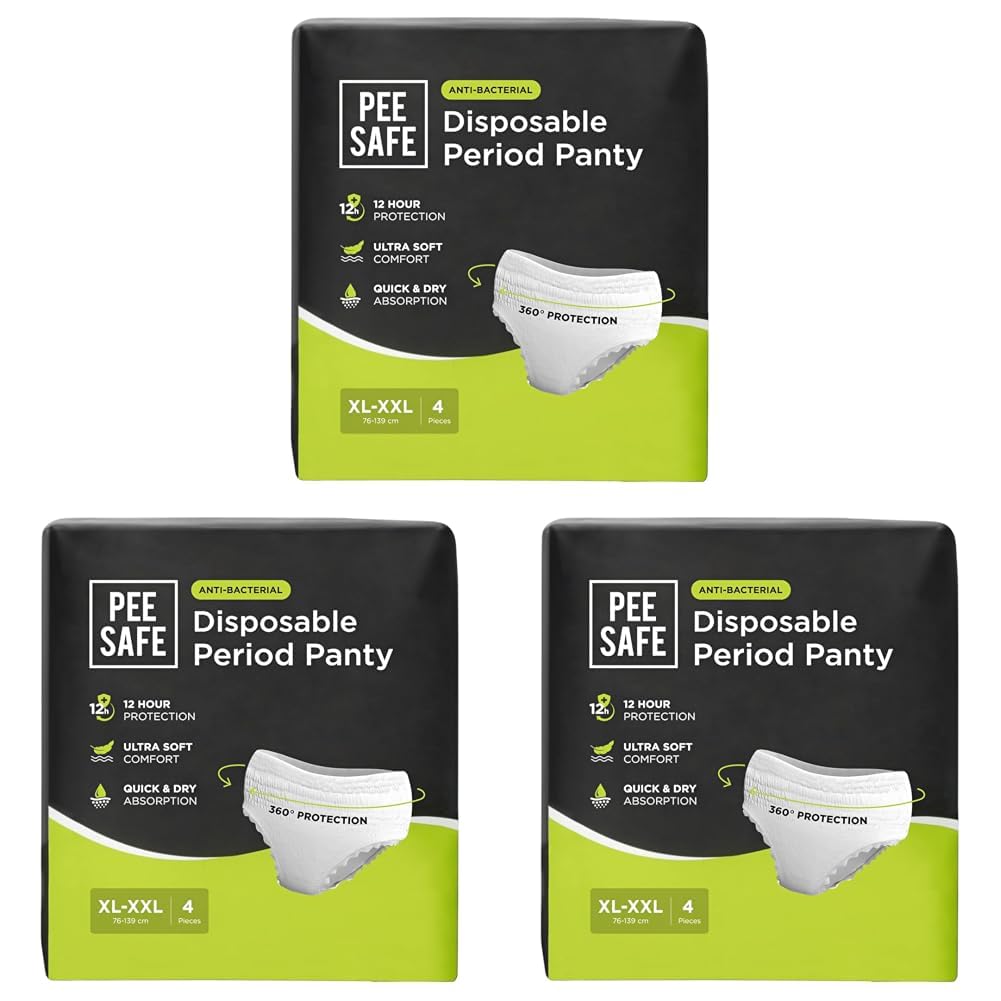 Pee Safe Disposable Period Panties | XL-XXL | 4 Panties | 360° Protection | 12 Hr Protection | Leak Proof | Overnight Comfort | Rash & Toxin Free | Seamless Fit (Pack of 3)-image-33