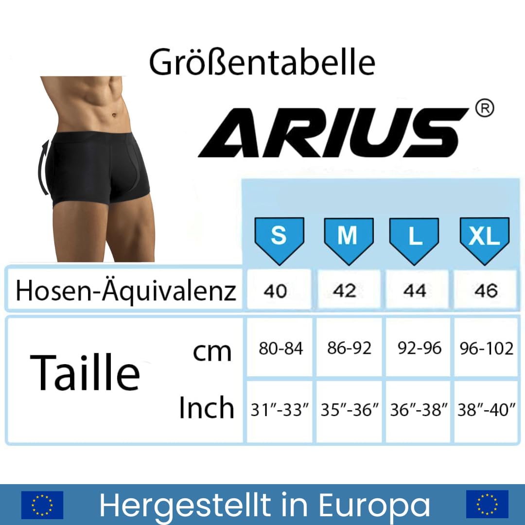 ARIUS Pack 2 Boxer-Unterhose mit Füllung in der hinteren - erweitert das Volumen und die Größe vom Gesäß - Men's Padded Buttocks - Men's Shapewear - Push UP Herren