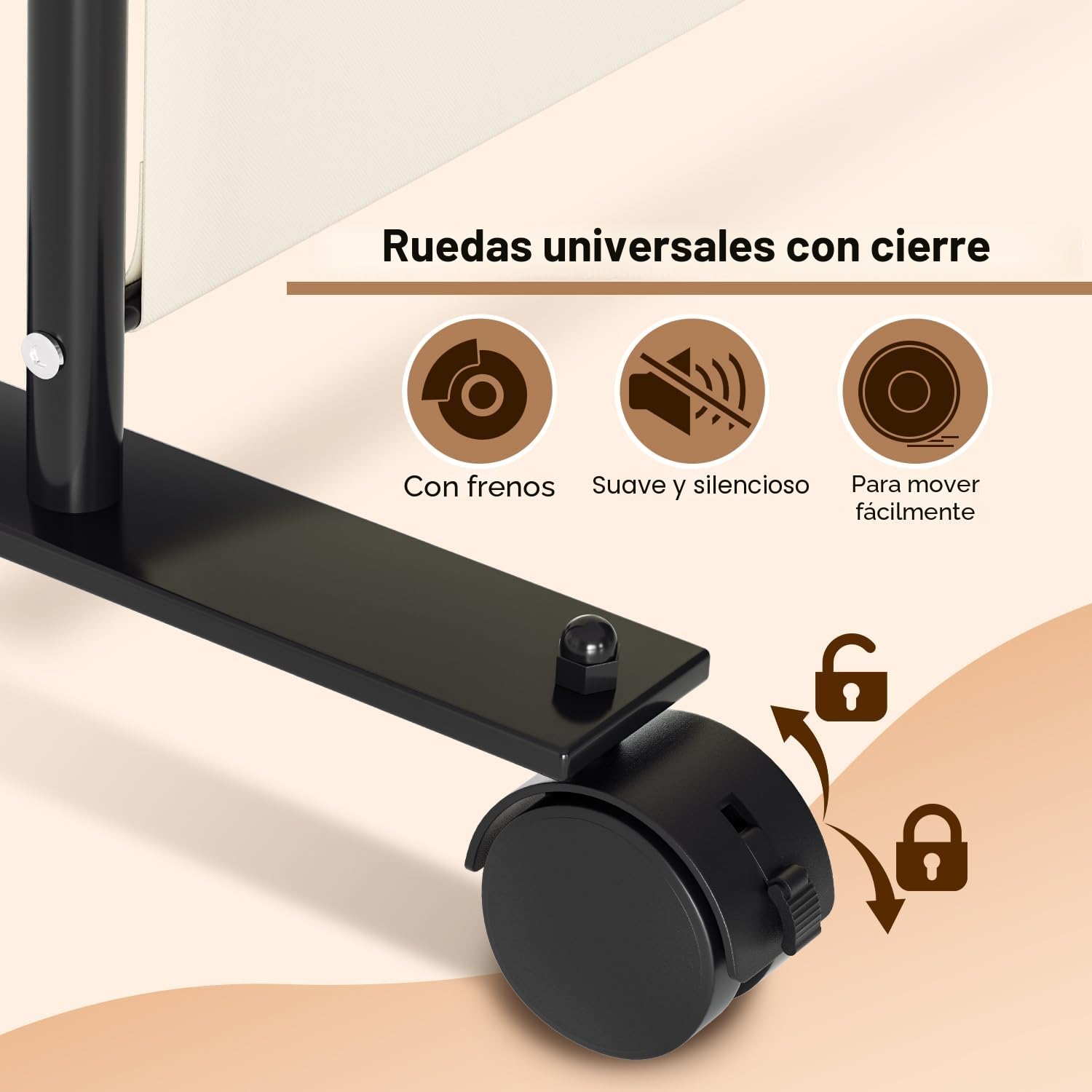 Ikodm Biombo para exterior con ruedas, 3 piezas, 263 x 181 cm, resistente a la intemperie, para exterior y oficina, color beige