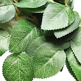 Gnognauq 60pcs Rose Leaves Artificial Fake Leaves for DIY Bouquets Rose Vine Wreath Garlands Wedding Party Decor