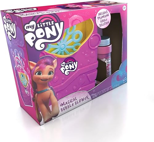 My Little Pony Máquina mágica de soplado de burbujas para niños y niños pequeños, fabricante de burbujas para jugar al aire libre y fiesta, juguete