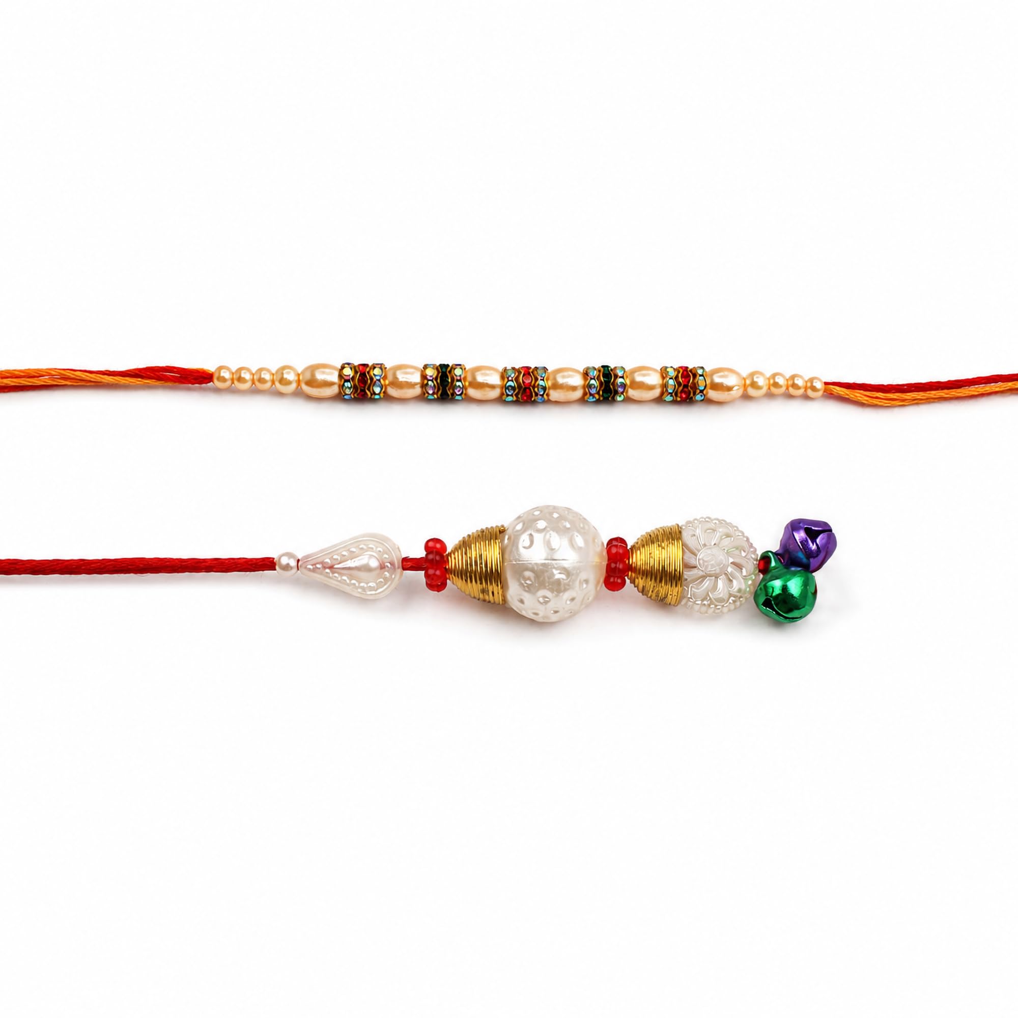 Multicolour Bell Bhaiya Bhabhi Rakhi Set Pack of 2 with Roli Chawal | Rakhi for Bhaiya and Lumba for Bhabhi | Raksha Bandhan Gift-image-48