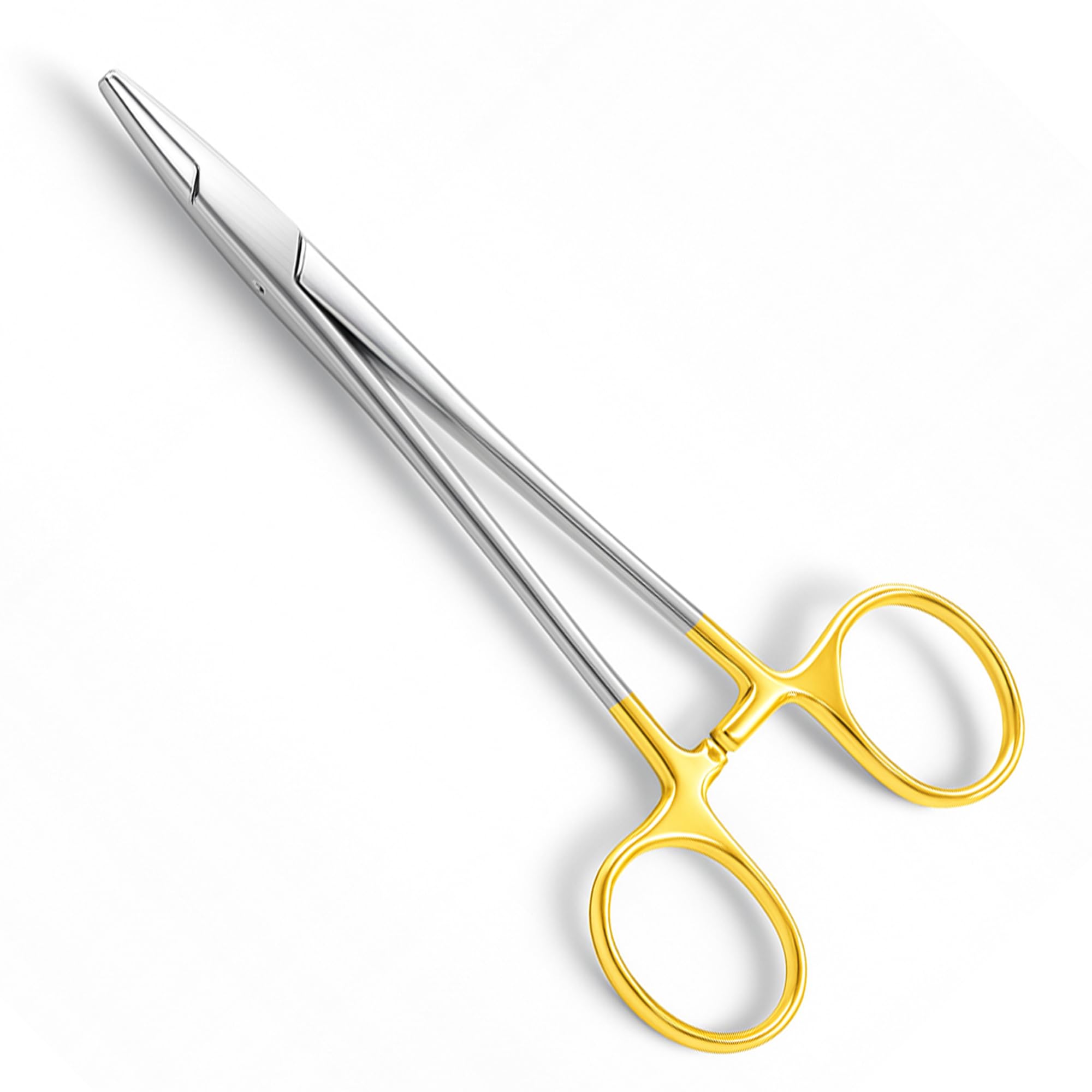 Cynamed TC Mayo Hegar Needle/Suture Holder Driver with Tungsten Carbide Inserts and Gold Rings - Premium Grade Instrument (8 in.)