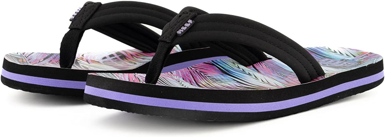 Reef Kids Girls Sandals, Kids Ahi, Palm Fronds, 4