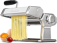 Vista 1 de Máquina para hacer pasta, 150 unidades, máquina manual de pasta con rodillo y cortador, ajustable, 9 de grosor y 2 de ancho, para espaguetis
