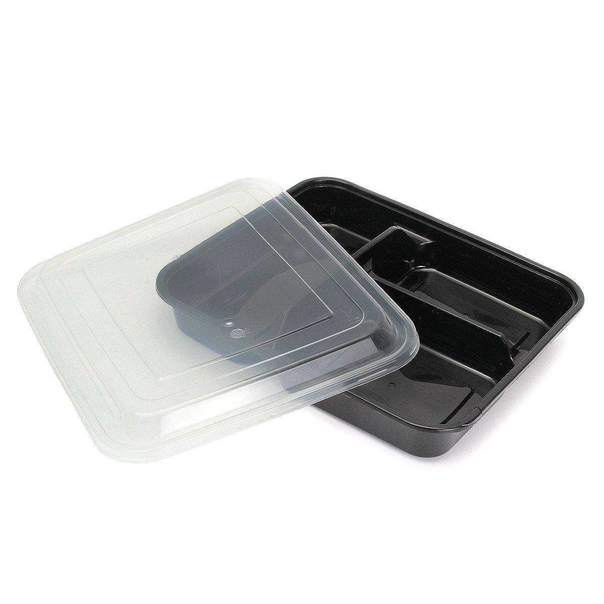 20Pcs Contenedor De Almacenamiento De Preparación De Comida De Plástico Almuerzo Caja De Comida 3 Compartimentos Apto Para Microondas