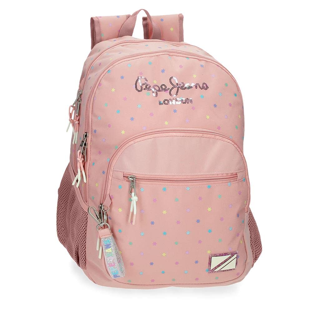 Pepe Jeans Carina Mochila Escolar Doble Compartimento Rosa 32x44x22 cms Poliéster 30,98L