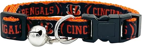 Miniatura 8 de NFL CAT Collar Cincinnati Bengals - Collar de gato satinado para perros y gatos. Un collar de gato brillante y colorido con colgante de campana de