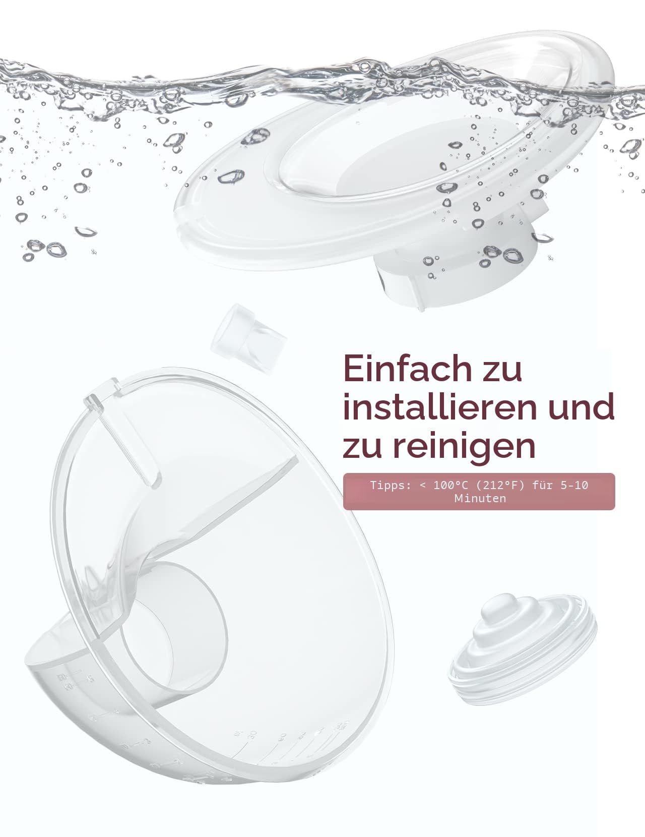 Momcozy Komplettes Set, nur kompatibel mit momcozy M5, nicht für andere. Original-M5-Milchpumpen-Ersatzzubehör (160 ml, mit doppelt versiegeltem Flansch 24 mm)