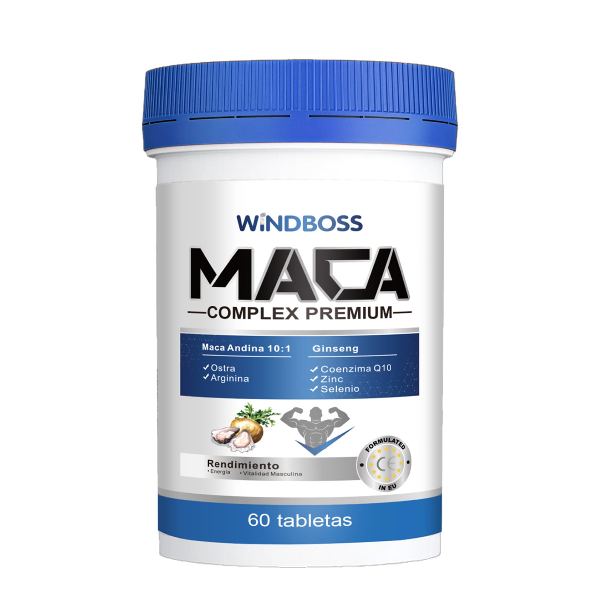 Maca Complex mit L-Arginin, Ginseng, Austernextrakt und Coenzym Q10 – Nahrungsergänzung für Männer – Unterstützt Energie & Vitalität – 60 Tabletten