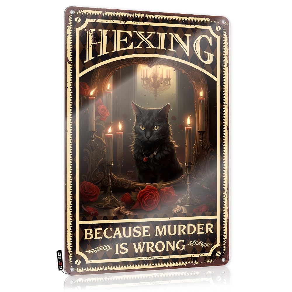 MWFKKADDB Funny Home Bar Signs Hexing Because Murder Is Wrong Tin Sign Coffee Accessories For Loversweird Corelash Room Decormen Bathroom Decor Sign Decor Bar Signs For Home Decor(30X40CM)