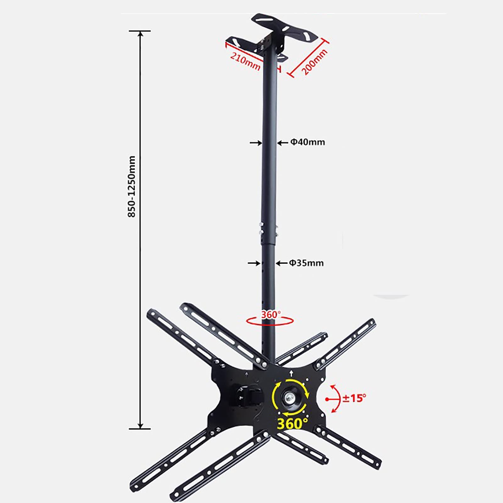 Support de montage TV double face pour téléviseurs à écran plat de 32 à 75 pouces, rotation à 360 degrés