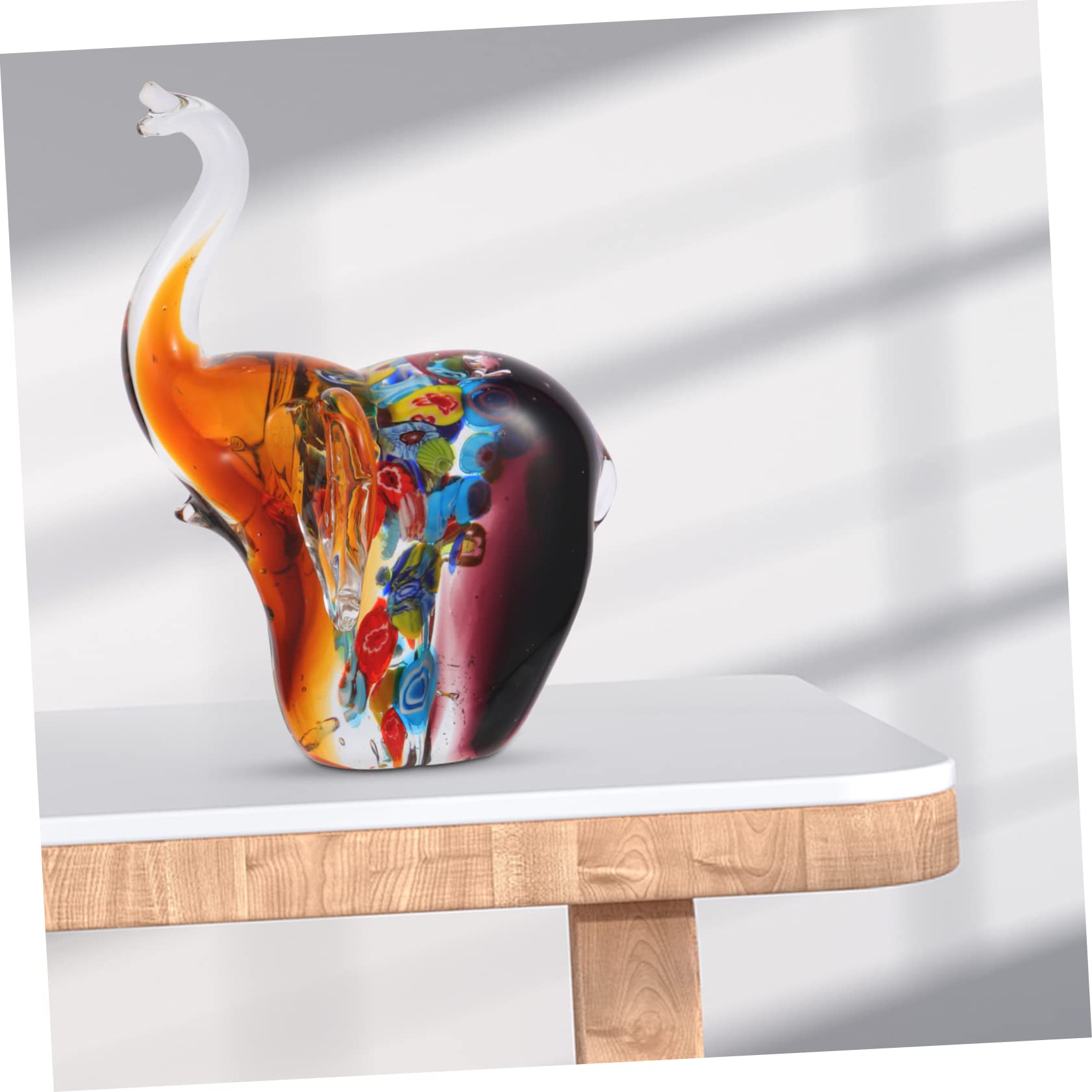 Adorno de Elefante de Mesa de Vidrio, Figura Decorativa
