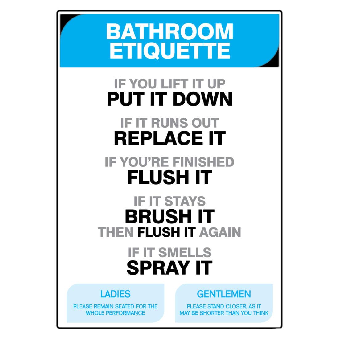 Bathroom Etiquette Sign Metal Tin Sign 8 x 12 inch for Industrial & Commercial