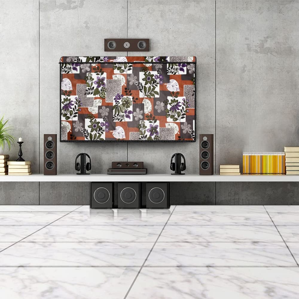 The Furnishing Tree Waterproof & Dustproof PVC LED/LCD/Monitor TV Cover Suitable for All Models of 55 Inch TV, Dimensions of The Cover WxHxD in Inches: (51x32x4), Patchwork Pattern Multicolor 2