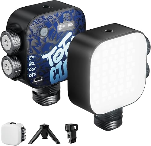PHOTOOLEX Luz de cámara RGB con clip para portátiltabletacomputadora, luz de cámara LED con CRI recargable de 2000 mAh 96+2500-9000K, mini luces de
