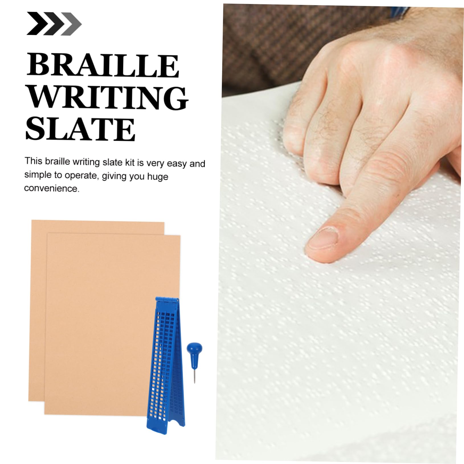 Gatuida 1ensemble Tableau Écriture Braille Réutilisable Pour Aveugles Kit Complet Avec Stylos Pour Apprentissage Et Écriture Lignes Cellules