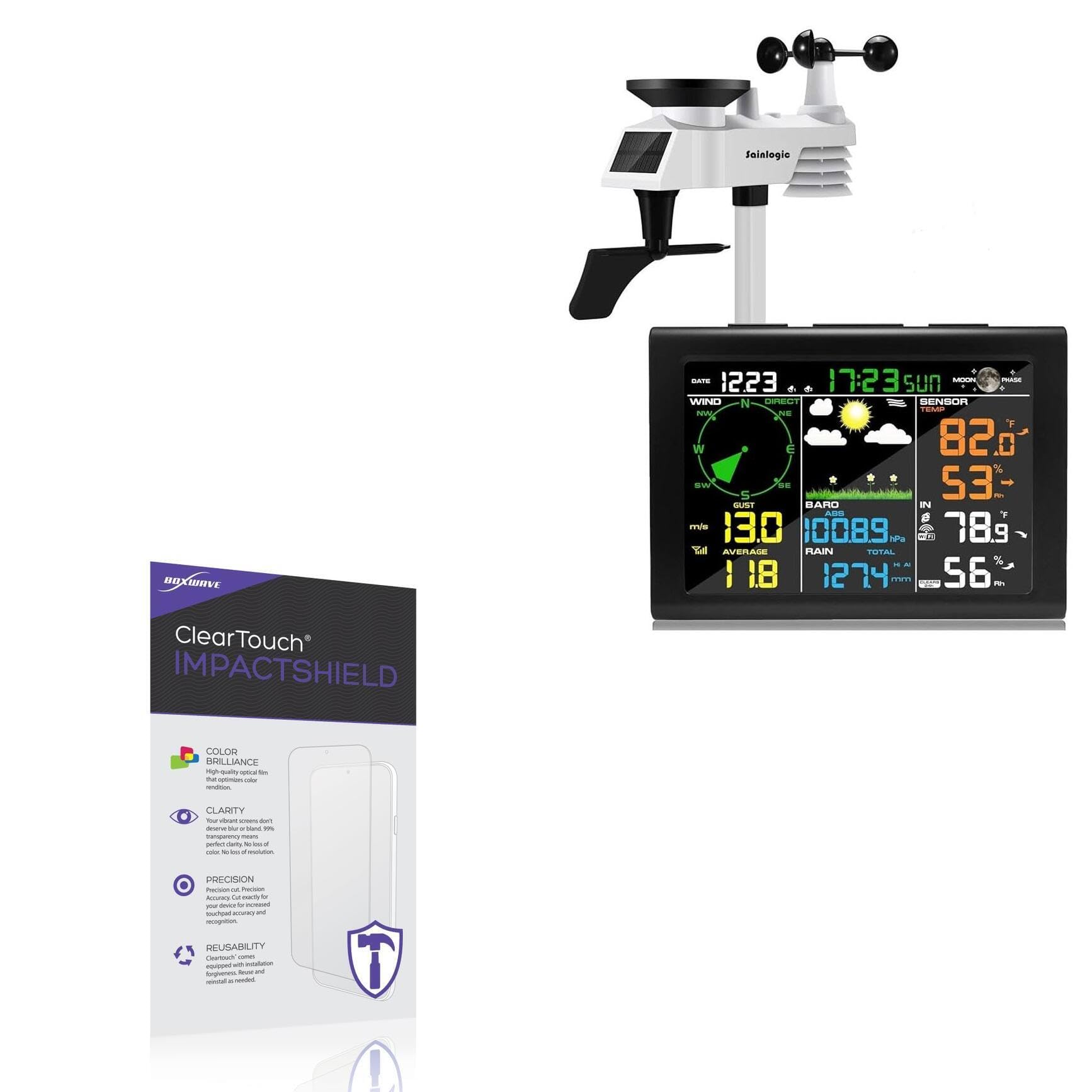 BoxWave Screen Protector Compatible with Sainlogic Weather Station FT-0835 - ClearTouch ImpactShield (2-Pack), Impenetrable Screen Protector Flexible Film