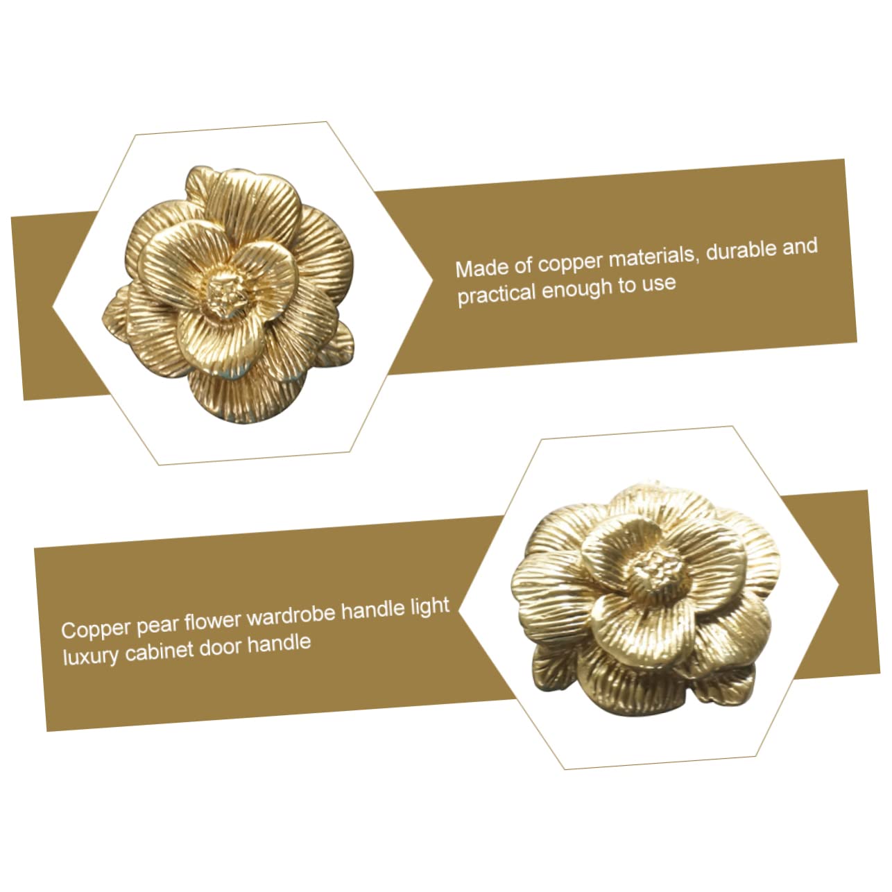 Gadpiparty 3pezzi Pomello Rame Forma Di Fiore Per Mobili Elegante Maniglia Per Armadi e Accessorio Decorativo Per Casa Design Raffinato e Resistente Adatto Armadi e Comò