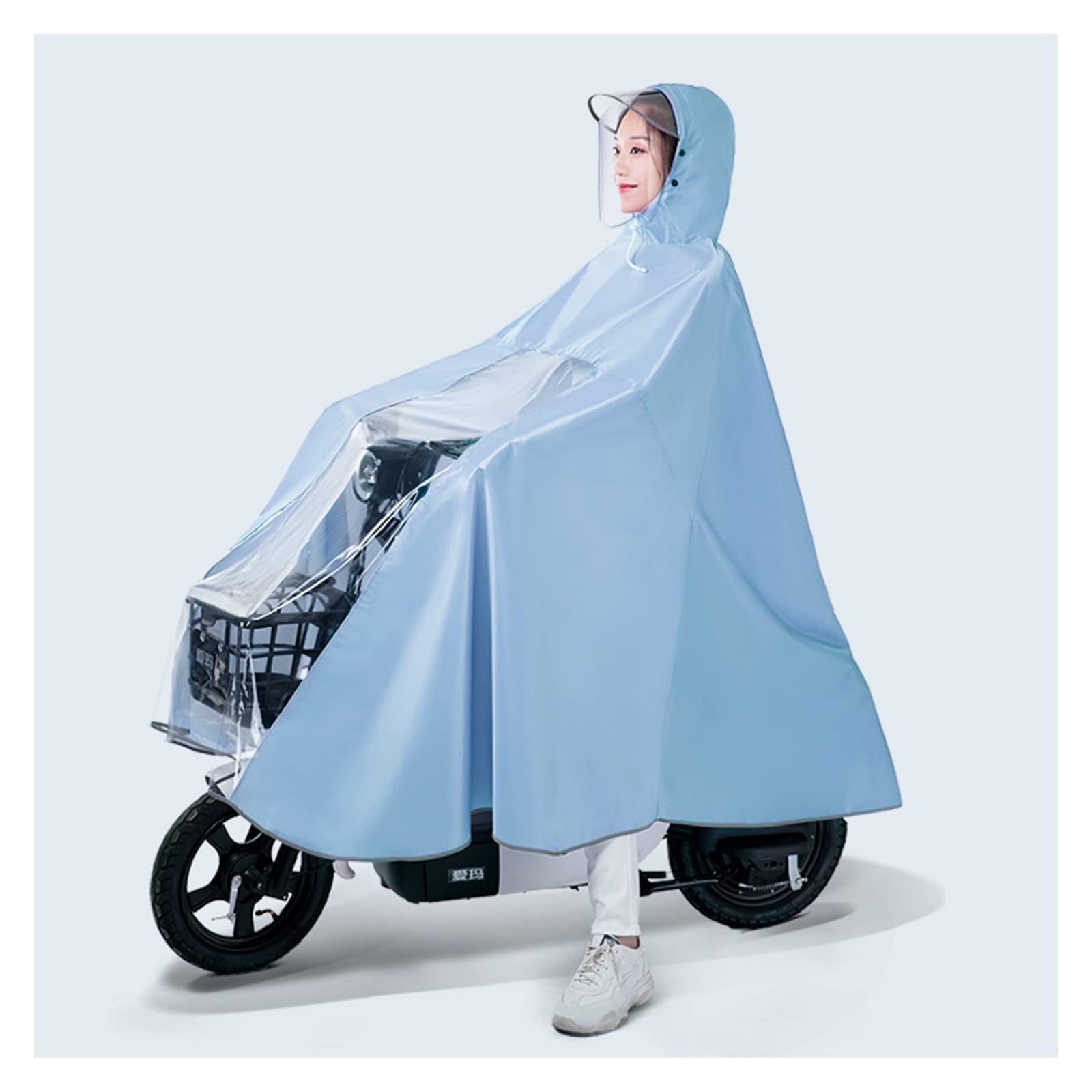 Cycling Rain Poncho Hooded for Bikes E-Bikes Scooters Dust Cover Multicolor 3XL 4XL(Blue,3XL)