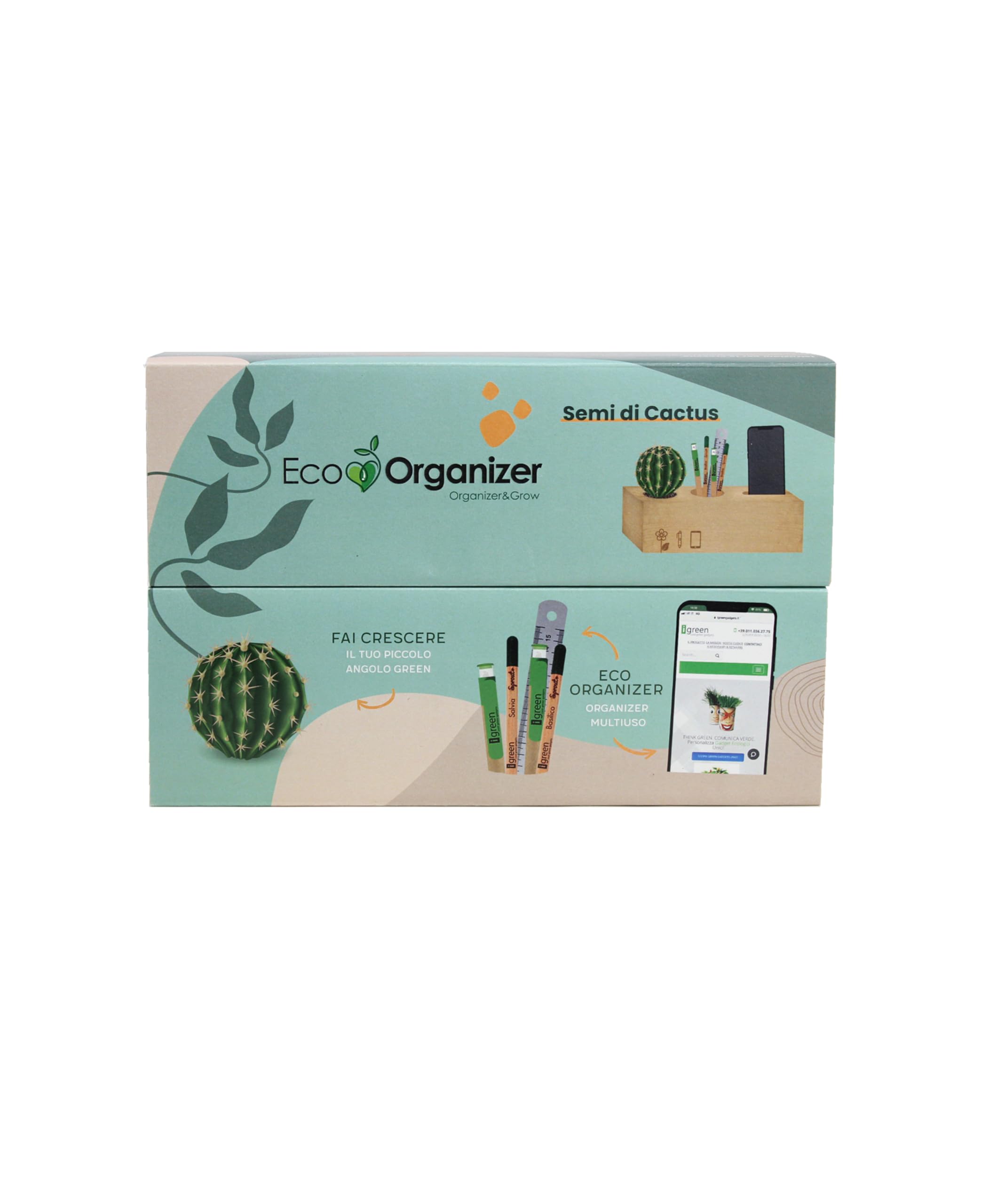 iGreen Eco Organizer da Scrivania (Girasole), Porta Penne e Matite da Scrivania con Supporto per Smartphone e Kit di Crescita per Fiori & Piante