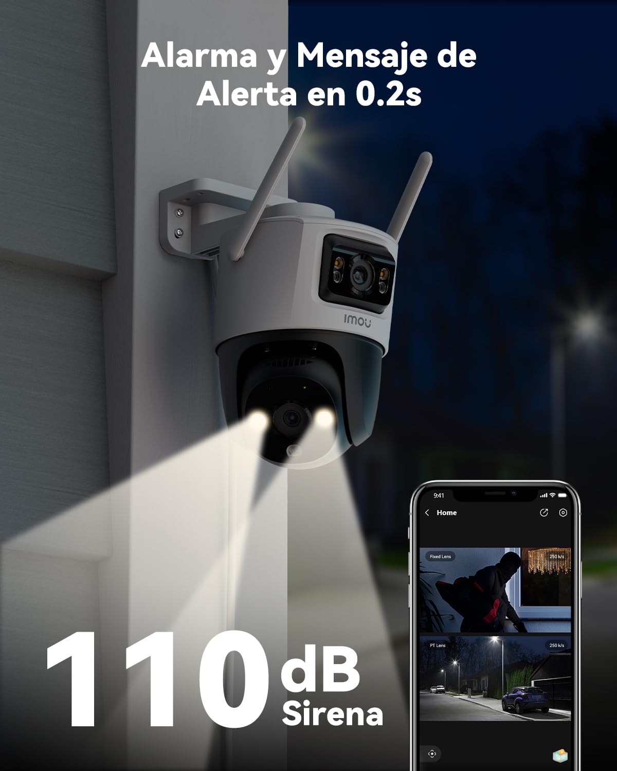 Imou Cámara Vigilancia WiFi Exterior Doble Lentes, Resolución 6MP (3MP+3MP), Visión Nocturna en Color hasta 30m, AI Detección de Persona/Vehículo, Seguimiento Automático PT, Audio Bidireccional, IP66