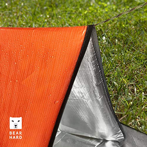 Bearhard 5.0 Heavy Duty Emergency Blanket, Emergency Tarp, Insulated Blanket, Thermal Waterproof Survival Space Blanket for Hiking, Camping, Orange