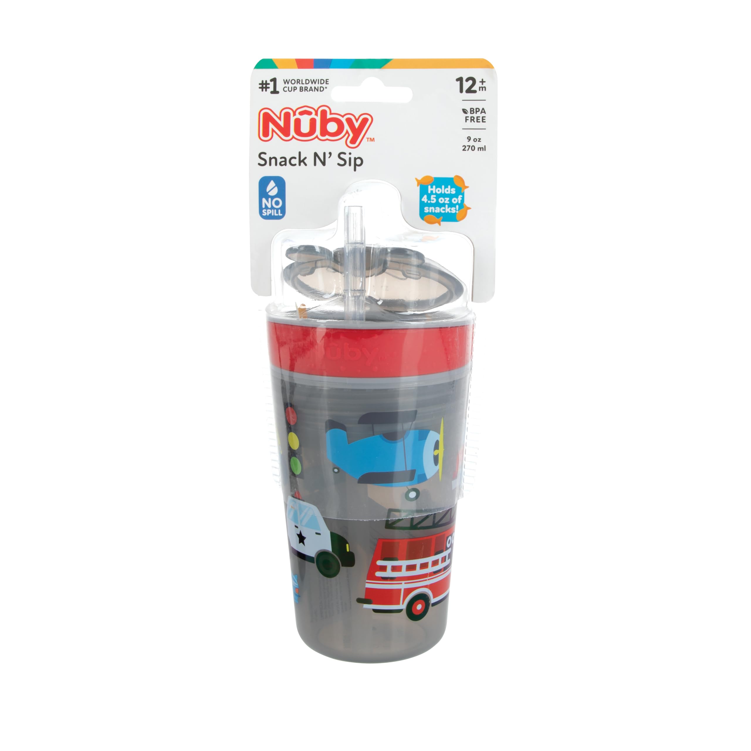 Nuby Snack N' Sip 2 en 1 - Taza para aperitivos y bebidas (verde)