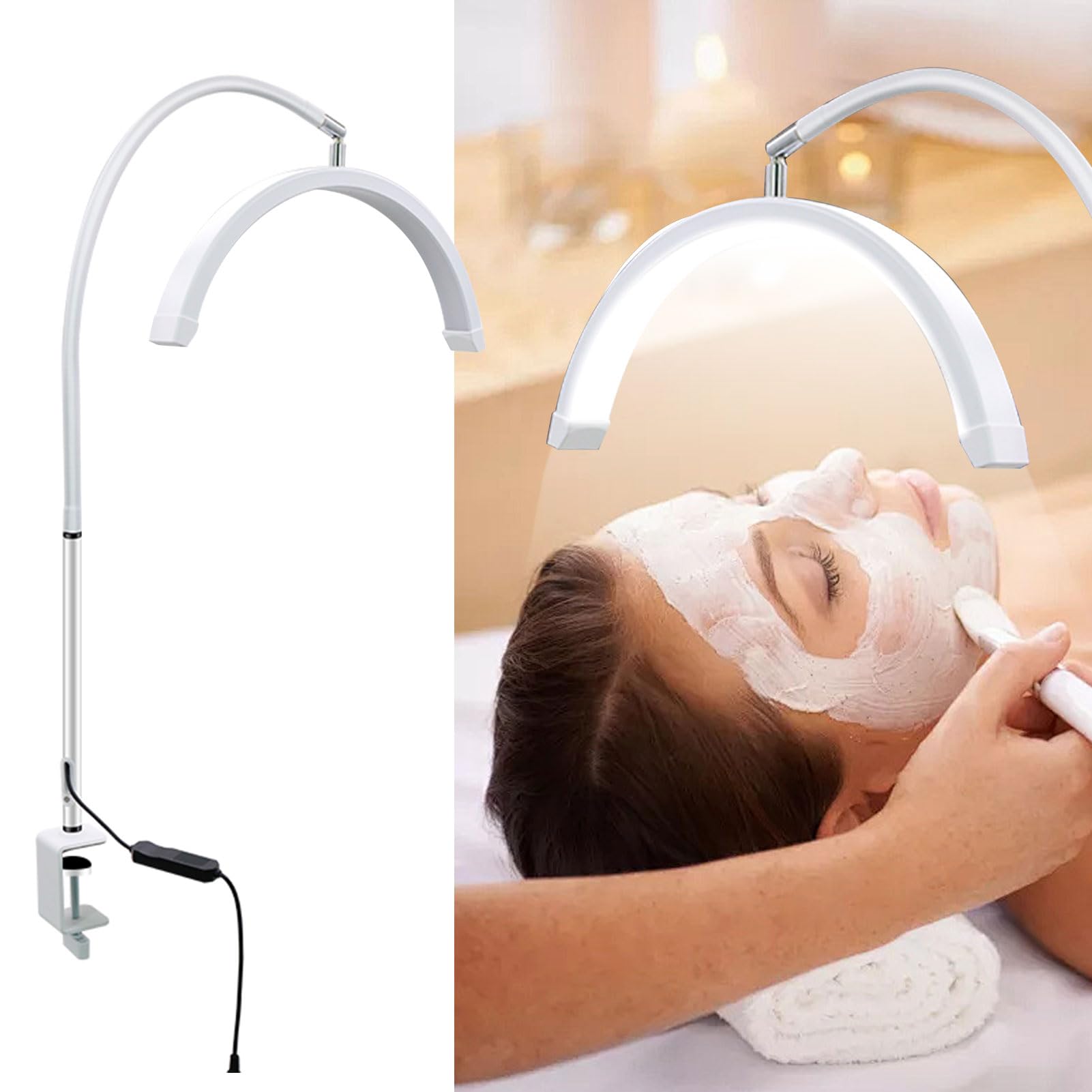 Irfora Lampada LED a Mezzaluna con Morsetto da Scrivania, Luce per Unghie