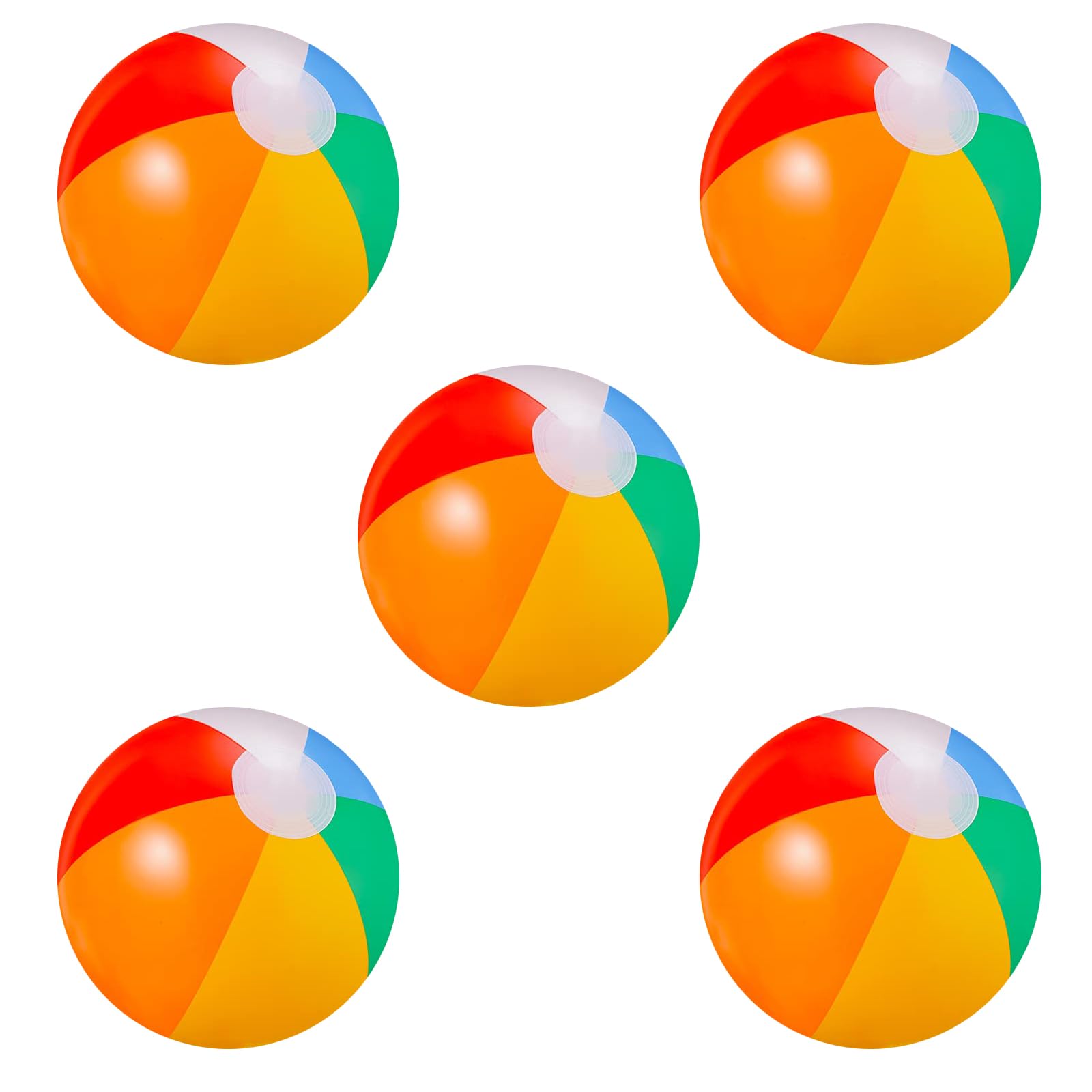 Beach Balls Bulk 5 Pack - 30cm/12" Inflatable Beachballs Swimming Pool Toys for Kids Summer Water Games, Kids Birthday Party Favors Lua/Hawaiian Tropical Theme Decorations Supplies (5pcs, Clolor-A)