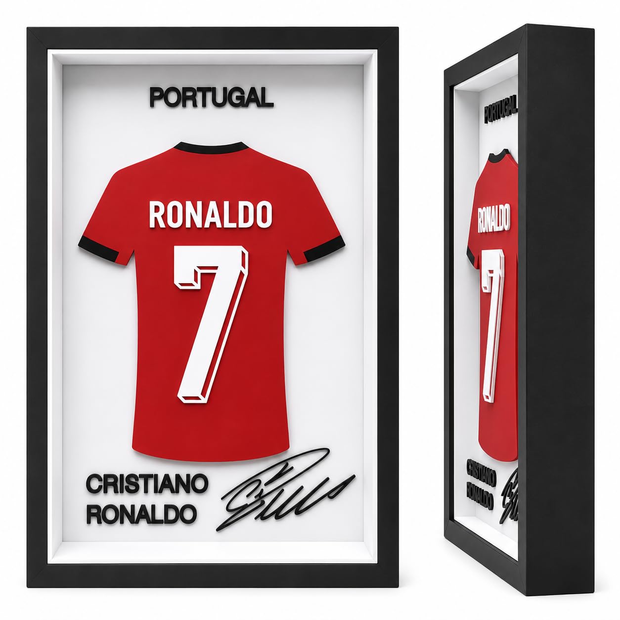 Football Player Memorabilia Display Frame | 3D Jersey, Name & Signature Collectible | Premium Football Fan Gift | Ronaldo, Messi, and Mbappé (Ronal)-image-18