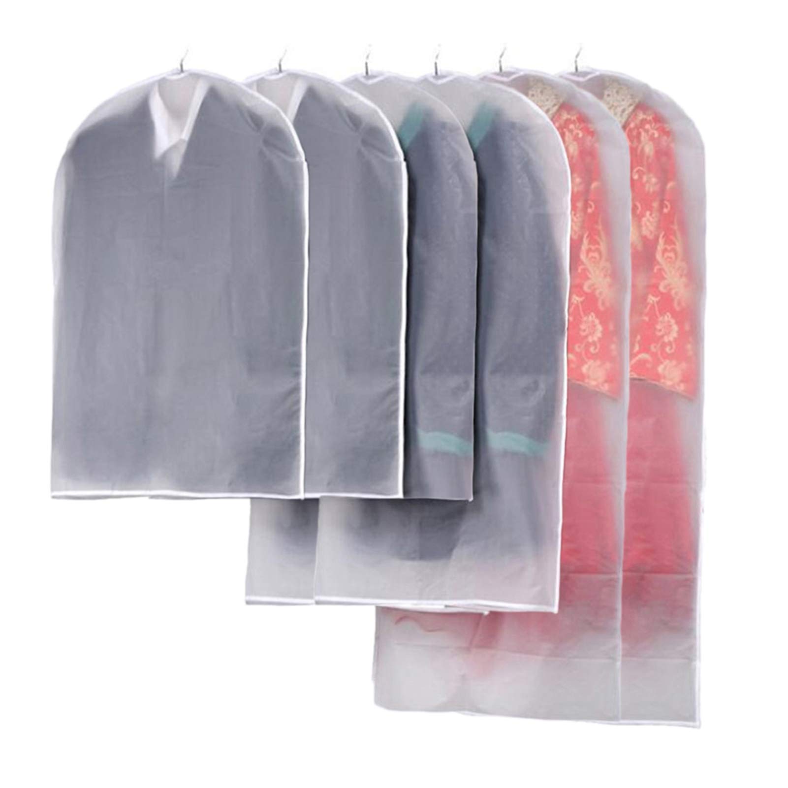 6pcs Clothes Covers, Clear Garment Bag Hanging Clothes Dust-proof Cover for Suit, Coat, Dress Closet Clothes Storage, Bottom Opening,60 * 80cm