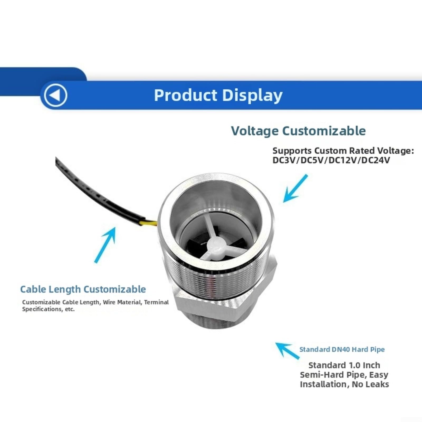 Sensor de flujo de agua de acero inoxidable,Medidor de flujo de efecto Hall 9-150L Min,Controlador de flujo hidráulico de alta presión,Sensor de salida de pulso DC 5V 12V 24V