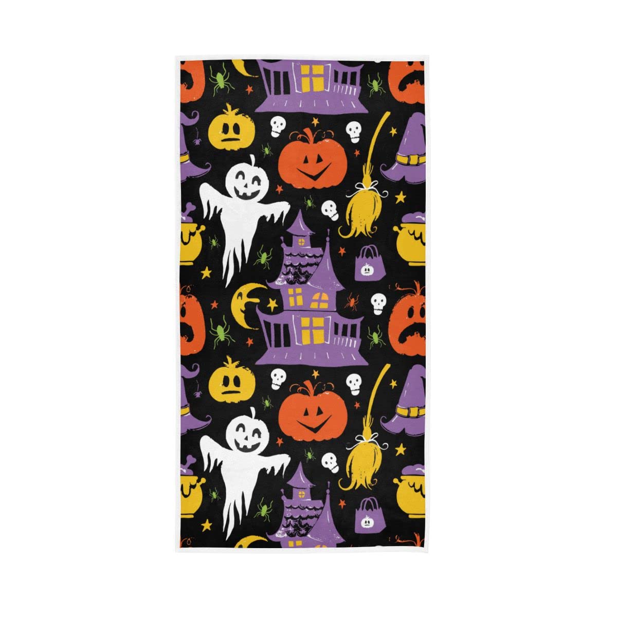 LSRCPD Halloween Funny Pumpkins Soft Bath Towel Absorbent Hand Towels for Bathroom Hotel Gym Spa 30"x15"