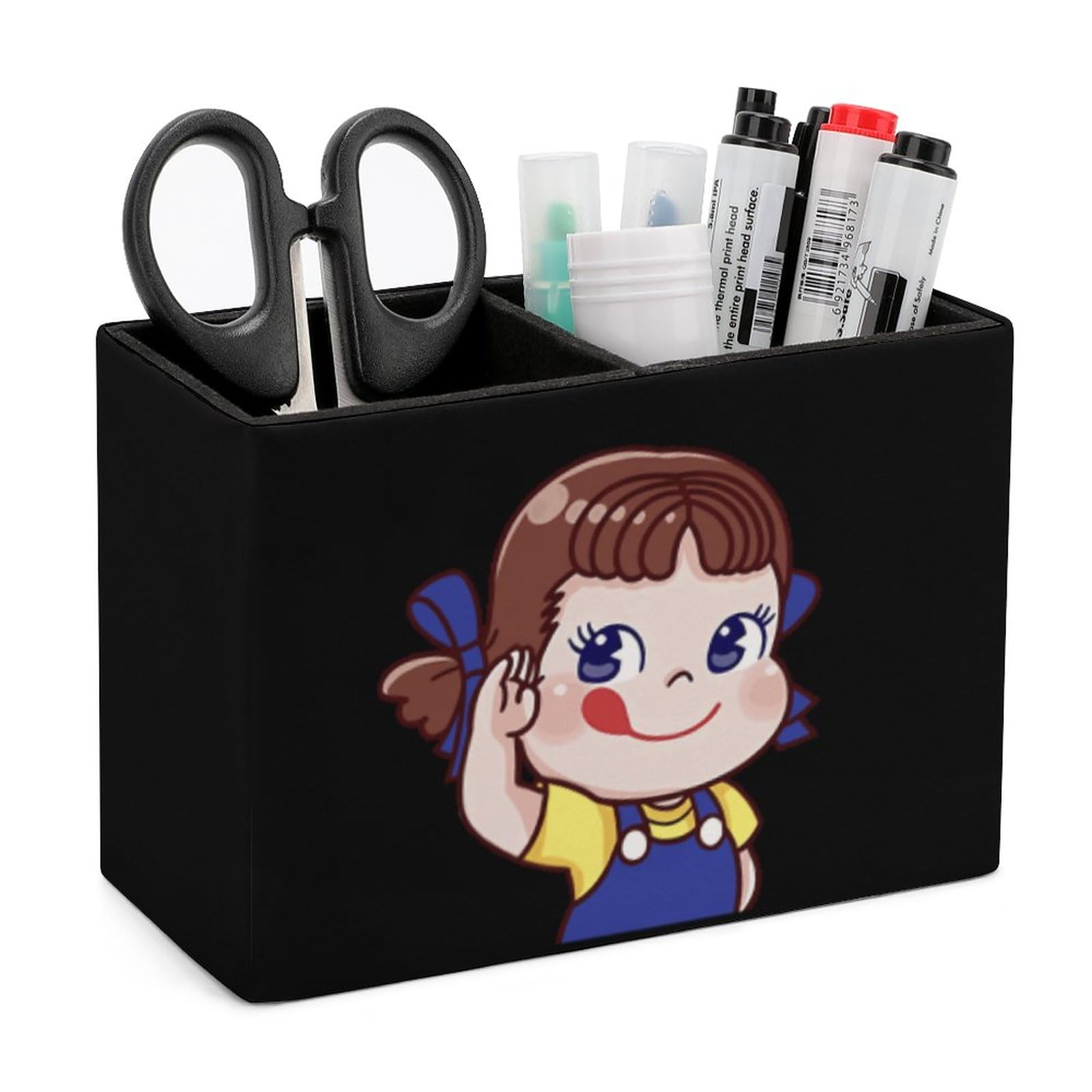 Amazon.co.jp: ペンスタンド ペコちゃん ペン立て レザー製 2格 仕切り