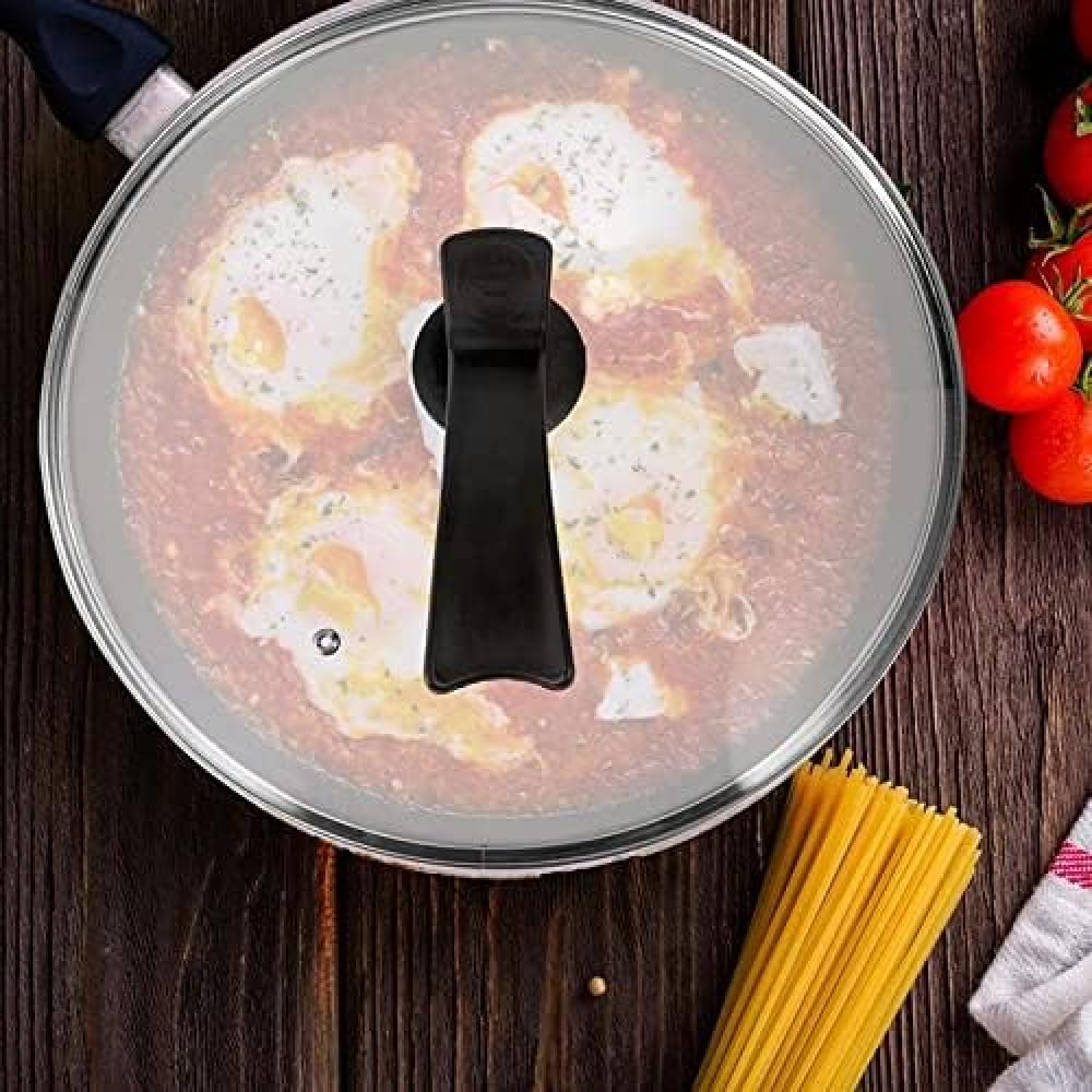 Tapa de sartén, tapa redonda universal con mango de pie, cubierta de vidrio transparente de repuesto para ollas de vidrio templado, 38 cm