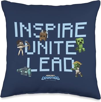 Minecraft Legends Inspire Unite Lead Scattered Mobs Poster Throw Pillow, 16x16, Multicolor