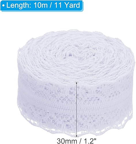 Miniatura 2 de PATIKIL Cinta de encaje de 1.2 pulgadas de ancho de 11 yardas, paquete de 2 rollos de encaje de costura, paquete de regalo, envoltura floral para