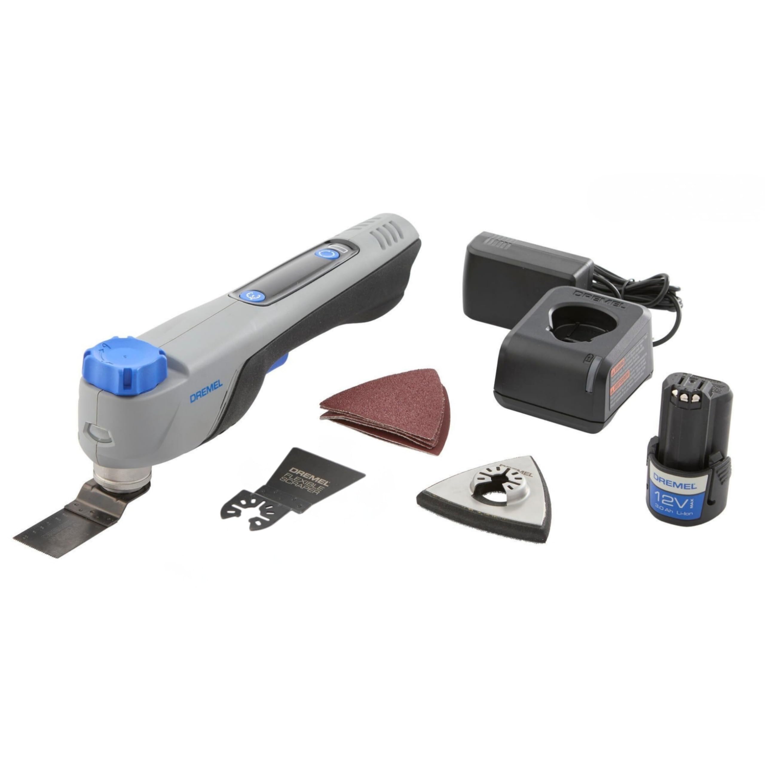 Dremel Blueprint 12V Brushless Oscillating Multi-Tool with Application Selector and Variable Speed (Kit with Cutting and Scrapping Blade, 6 Sanding Papers, Sanding Pad, Charger and Battery)