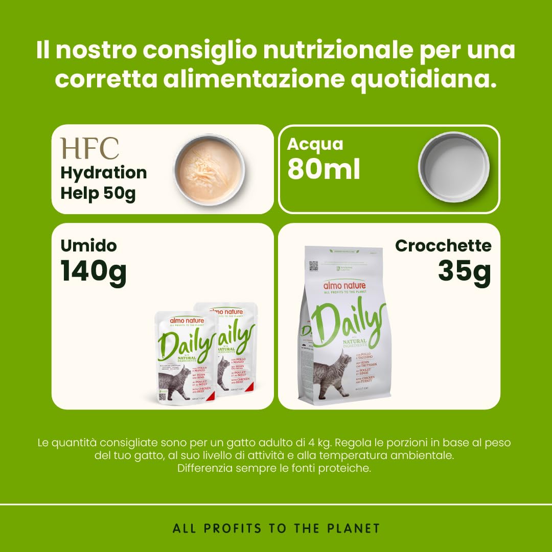 Almo Nature Daily, Alimento Umido Completo per Gatti Adulti con Pollo e Manzo - Bocconcini, Confezione da 2.1 kg (30 x 70 g)