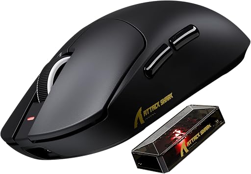 MAMBASNAKE x Attack SHRAK X8ULTRA Wireless Gaming Mouse with 42000 DPI,3950MAX Sensor,55g Lightweight Big Hand Ergonomic Mouse,8K Hz Polling Rate,Nordic52840,Tri-Mode 2.4Ghz/Type-C/BT for PCWhite