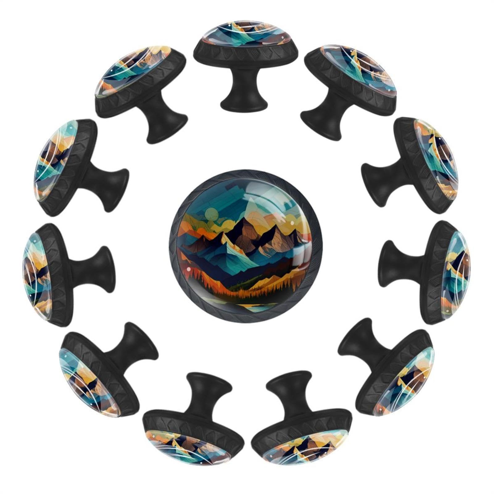 Boutons de tiroir ronds en verre cristal haut de gamme Art Distant Mountains